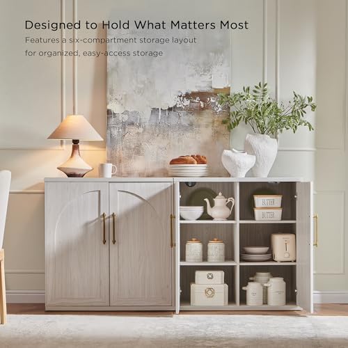 ACCOHOHO Arched Door Sideboard Buffet Cabinet Set of 4, Off White