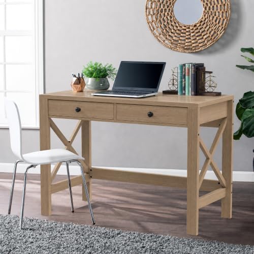 ChooChoo 39.37 Inches Farmhouse Computer Desk with 2 Drawers