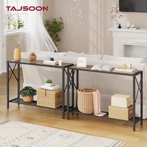 Tajsoon Console Table 41.8", 2 Tier Industrial Entryway Table with Shelves