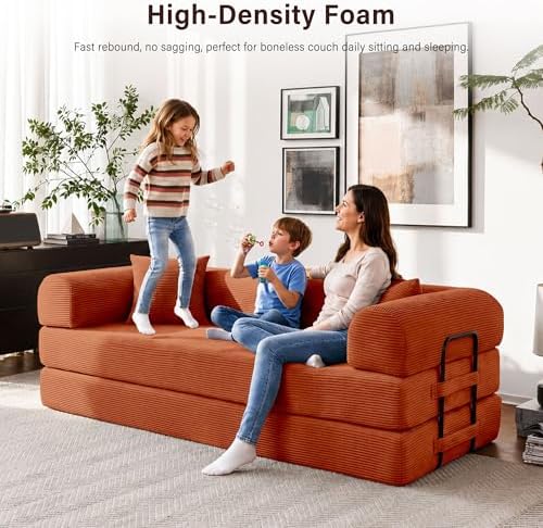 79" Convertible Sofa Bed, Boneless Sleeper Futon Couch for Living Room