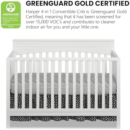 Oxford Baby Harper 4-in-1 Convertible Crib, Snow White, GreenGuard Gold Certified