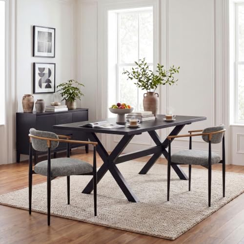 COLAMY Mid Century Modern Dining Chairs Set of 4, Upholstered Kitchen Room Chairs with 3" High-Resilience Cushion, Sturdy Metal Legs and Ergonomic Curved Backrest for Home Office, Grey