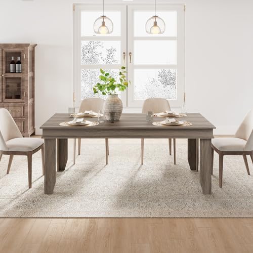 GarveeHome Farmhouse Dining Table for 6-8 People, 71" Long Kitchen Tables