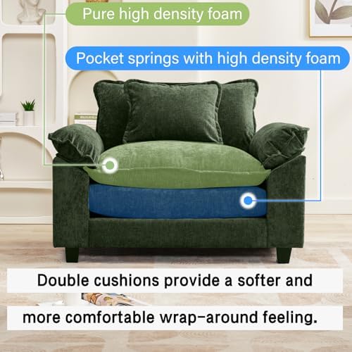 Oprisen 53" Modular Sectional Sofa, Comfy Single Sofa Deep Cloud Couch