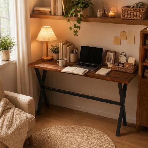 Bar Table, 55.2"L×41.3"H, Rectangular Console Table for Narrow Space, X-leg