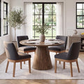 Charcoal Linen Dining Chairs Set of 4, Soft Upholstered Dining Room Chairs