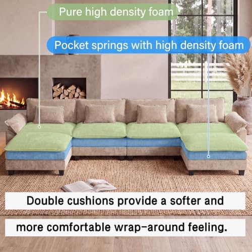 Oprisen 154" Modular Sectional Sofa, Comfy Deep Cloud Couch with Ottoman