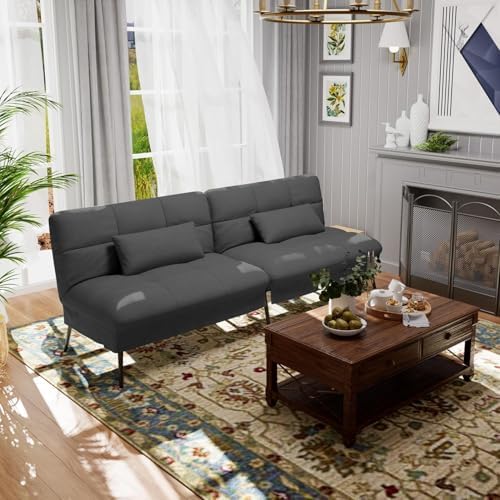 COMHOMA Futon Sofa Bed, 72″ Convertible Sleeper Sofa, Upholstered Loveseat