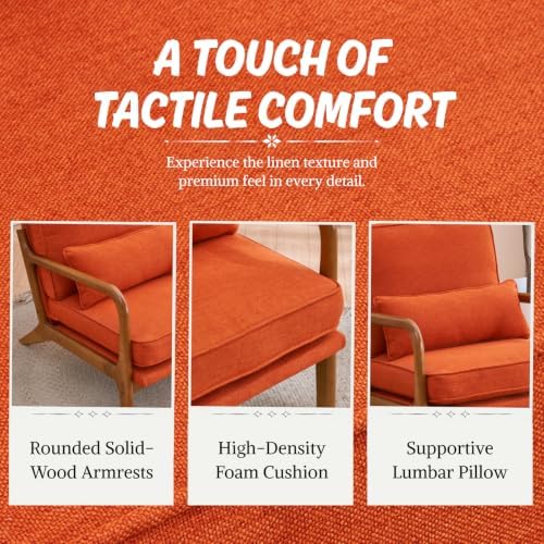 Karl home Mid-Century Modern Accent Reading Chair, Burnt Orange