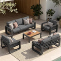 Oversized Aluminum Outdoor Furniture Set, Extra Large Patio Furniture Sofa Set 4.8” Widened Armrest & Ultra-Thick Cushions, 5 Pcs Modern Patio Sectional for Backyard, Porch, Graphite