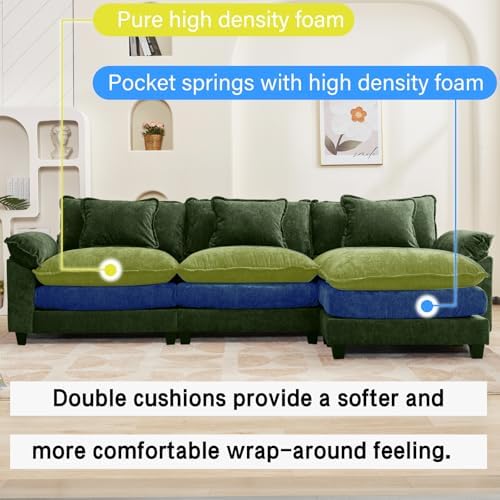 Oprisen 120" Modular Sectional Sofa, Comfy Deep Cloud Couch with Ottoman
