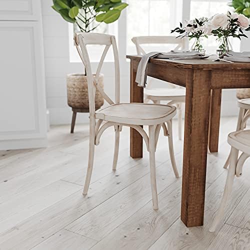 Merrick Lane Jessamine 60" x 38" Rectangular Rustic Solid Pine Farm Dining Table, Antique Farmhouse Wooden Dining Table for Kitchens and Parties, Antique Rustic