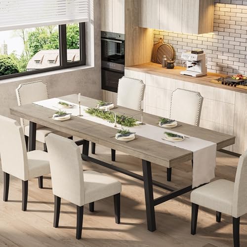 Garvee 87" Industrial Dining Table, Extra Large Kitchen Table, Grey