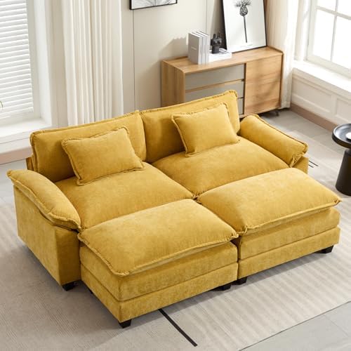 Oprisen 86" Modular Sectional Sofa, Comfy Deep Cloud Couch with Ottoman