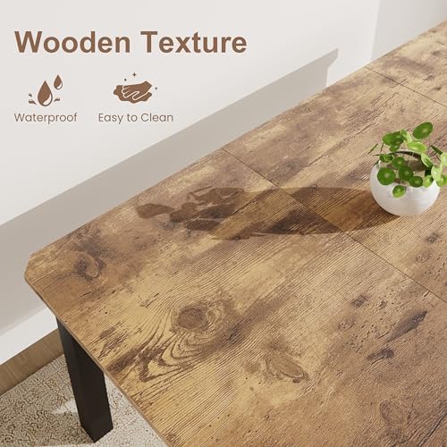 Garvee 70.8″ Dining Table for 6-8 People, Large Industrial Dinner Kitchen Tables with Sturdy Metal Frame, Multi-Use for Dining Room, Living Room, Office Desk, Brown (Only Table)