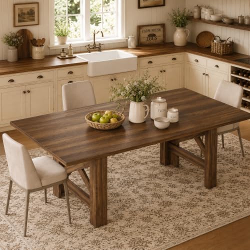 IDEALHOUSE 71" Farmhouse Dining Table for 6-8, Rectangular Kitchen Table