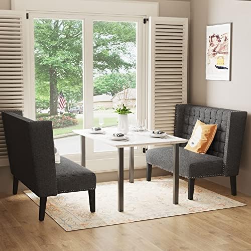 Andeworld Modern Loveseat Settee Bench Sofa Couch, Linen Fabric,Slate