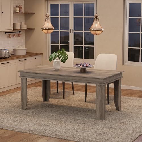 GarveeHome Farmhouse Dining Table for 4-6 People, 63" Long Kitchen Tables