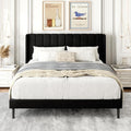 Gruwans Queen Size Bed Frame with Upholstered Wingback Headboard, Easy Assemnly Platform Bed, Wooden Slat Support No Box Spring Needed, Black Velvet