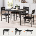 MapleGrace Extendable Dining Table Set for 4 with Built-in Shelf Rack Black