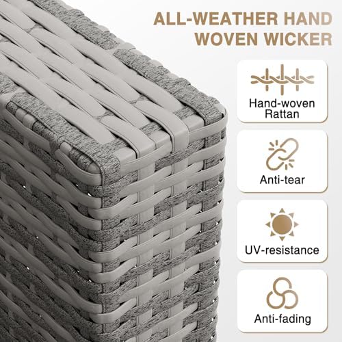 Aoxun Patio Furniture Sets, 8-Piece Outdoor Patio Furniture with 44'' Propane Gas Firepit Table, Wicker Outdoor Conversation Set Sectional Sofa for Backyard, Poolside, Garden