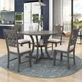 Harper & Bright Designs 5-Piece Round Dining Table and Chair Set, Round Dining Table with Shelf, Wood Dining Table Set for Family Dining Area