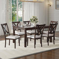 AMERLIFE 7-Piece Farmhouse Dining Table Set for 6, 60'' Table and 6 Chairs