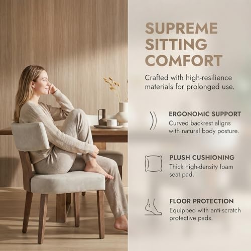 HNY Mid Century Modern Dining Chairs Set of 6, Farmhouse PU Leather Upholstered Accent Chair Curved Backrest Kitchen Chairs, with Hardwood Frame, Grey