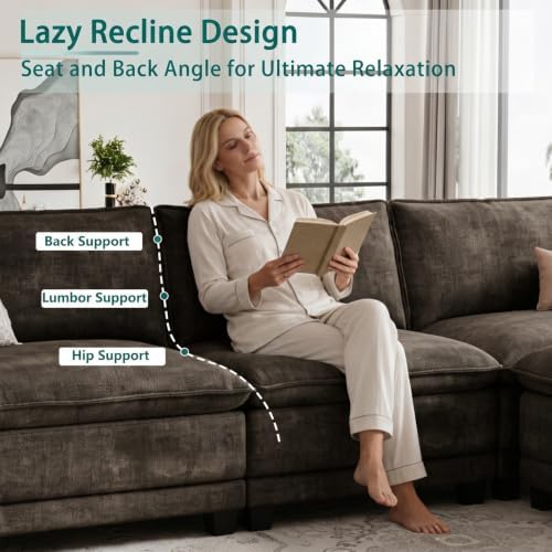 108" Modular Sectional Couch, L Shaped Cloud Sofa for Living Room