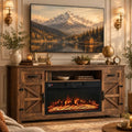 Fireplace TV Stand with Barn Door, 70 inch, Walnut