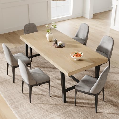 Garvee 71" Heavy Duty Kitchen Table, Modern Wood Dining Table, Natural