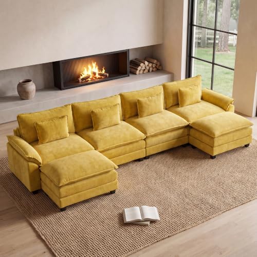 Oprisen 154" Modular Sectional Sofa, Comfy Deep Cloud Couch with Ottoman