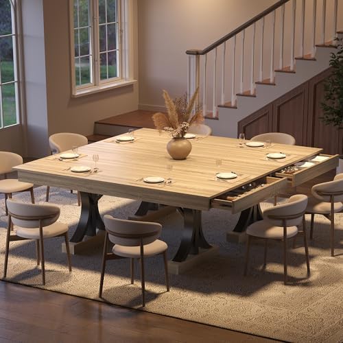Garvee Farmhouse Dining Table for 6-8, 71-Inch Dining Table