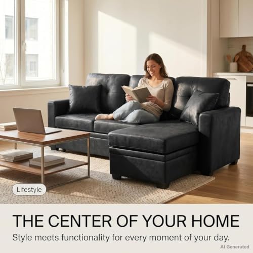 TYBOATLE Convertible Sofa Bed Couch with Reversible Storage Chaise