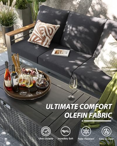 Aoxun Patio Furniture Set, Aluminum Outdoor Furniture with Oversized Seats
