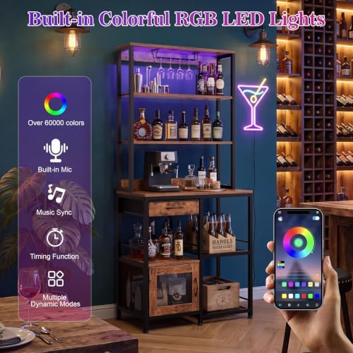 LIFECHOVY 67.7" Tall Bar Cabinet with Power Outlets