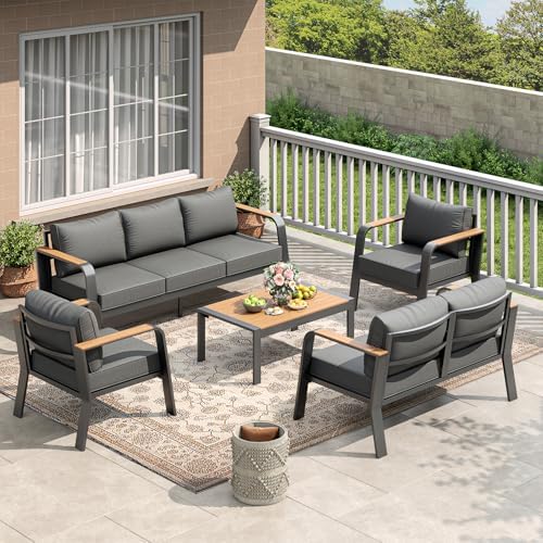 Garvee Aluminum Outdoor Patio Furniture Set with Coffee Table 7 Seats