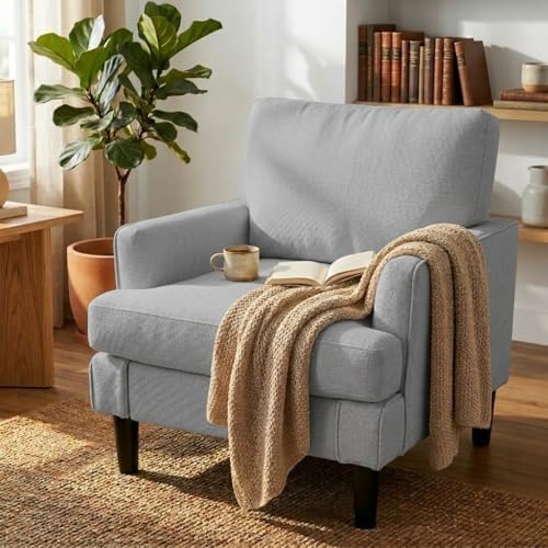 Kromax Accent Chair for Living Room, No Screws Assembly Required, Grey