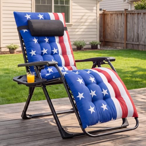 NEWBULIG Zero Gravity Chair, Folding Patio Recliner with Cup Holder Trays