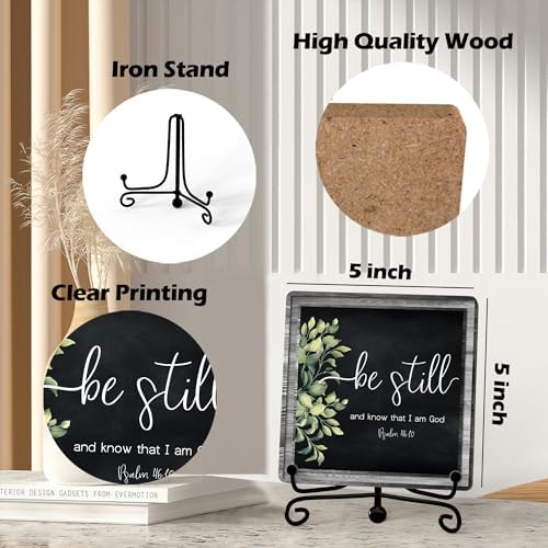 Home Decor, Farmhouse Be Still And Know That I Am God Shelf Decor For Living Room, Christian Gifts For Women Men, Entryway Tv Stand Fireplace Mantle Coffee Table Decoration (Still-13)