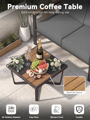 5-Piece Outdoor Patio Furniture Set with Fire Pit Table & Coffee Table