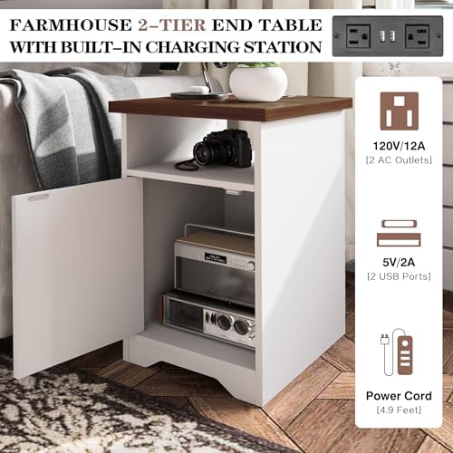 WERSMT Farmhouse 4-Piece Living Room Table Set with 66" TV Stand, White