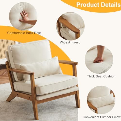 Karl home Mid-Century Lounge Accent Chair, Beige