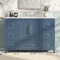 48 Inch Fully Assembled Bathroom Vanity with Sink, Modern Solid Wood Vanity with Soft Closing Doors & Dovetail Drawers, 48 Inch Vanity with Sink, Engineered Stone Top, Steel Blue