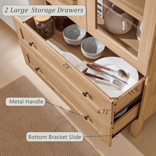 IFGET 71" Tall Arched Kitchen Pantry, Kitchens Storage Cabinets, Natural