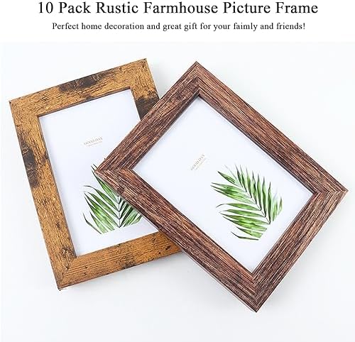 xnlkros Picture Frame Set 10 pack, Farmhouse Photo Frames, Gallery Wall Frame Collage, 8x10 5x7 4x6 Frames in 3 Different Finishes Picture Frames For Wall or Desk,Black