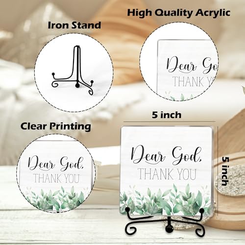 Modern Farmhouse Decor, Home Decor For Living Room, Boho Chic Aesthetic Shelf Decorations, Eucalyptus Christian God Acrylic Sign, Farmhouse Entryway Tv Stand Fireplace Coffee Table Decoration (12)