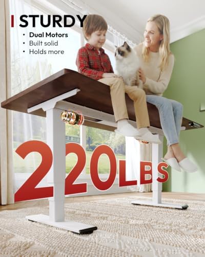 SANODESK Solid Rubberwood Standing Desk Dual Motor 63"x30" Walnut/White