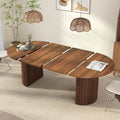 41 in-78 in Extendable Dining Room Table for 4-8, Round Expandable Kitchen Table with Fluted Base, Modern Farmhouse Oval Dinner Tables for Dining Room Kitchen Living Room (Walnut)