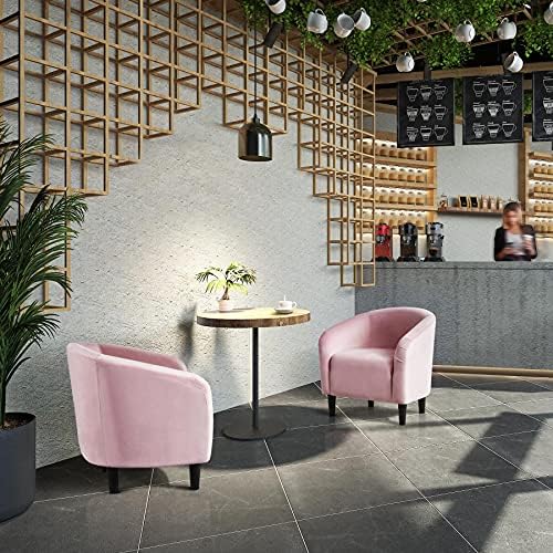 Yaheetech Compact Velvet Accent Chairs Set of 2 for Bedroom, Pink